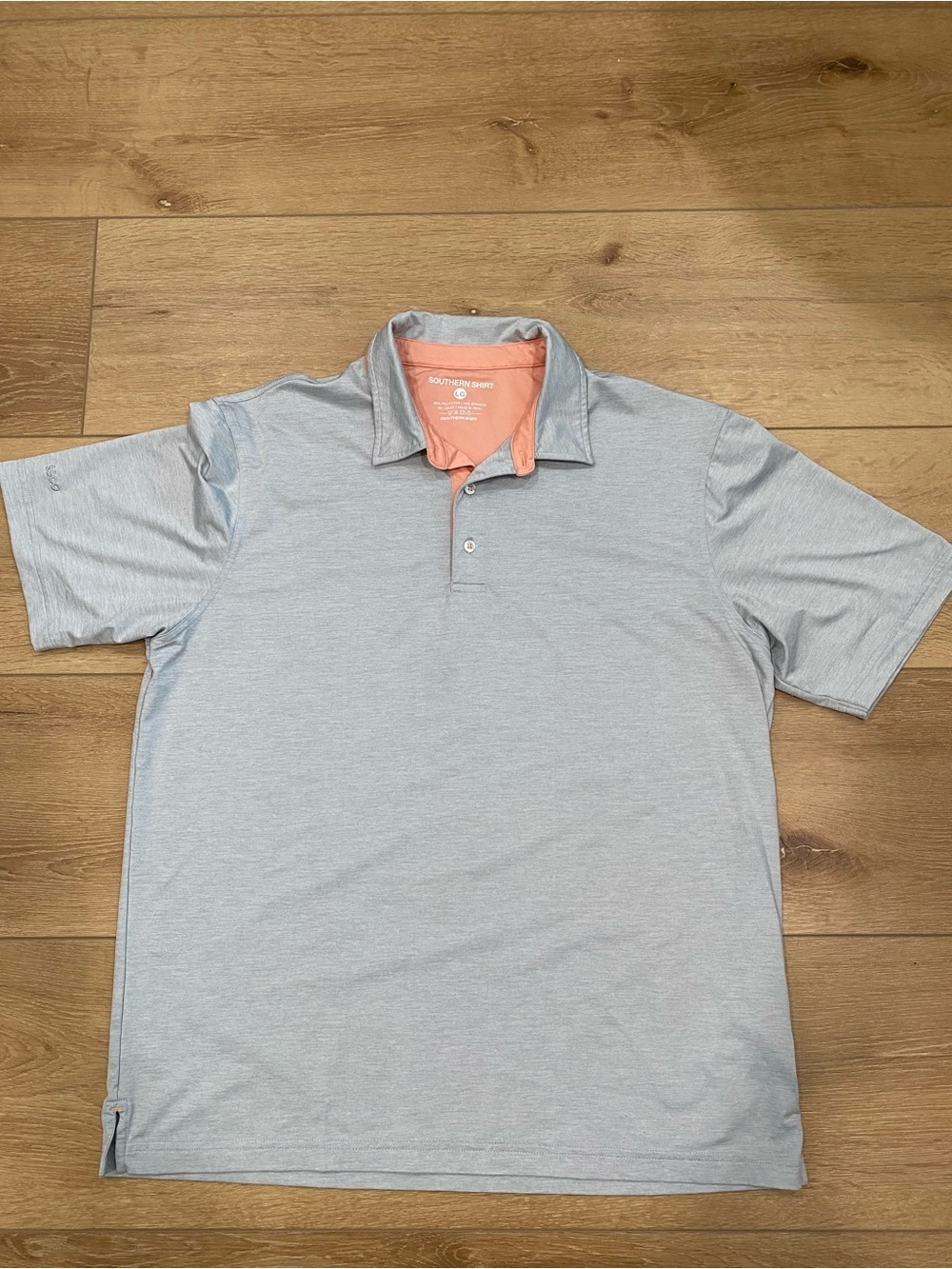 Southern Shirt Polo Men’s Large Gray Peach Accent Golf Preppy
